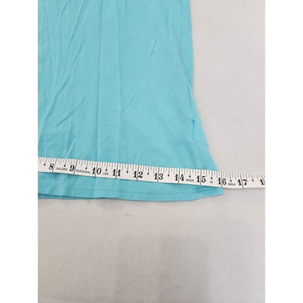 Lilly Pulitzer Womens XS Turquoise Blue Ruffle Neck Pima Cotton Racerback Tank - Picture 3 of 8